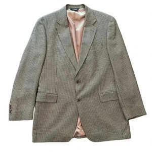Jos A Bank Wool Silk Mens Houndstooth Blazer Size 42L